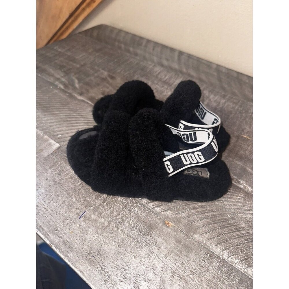 UGG Fluff Yeah Slide Slippers Black Size 12